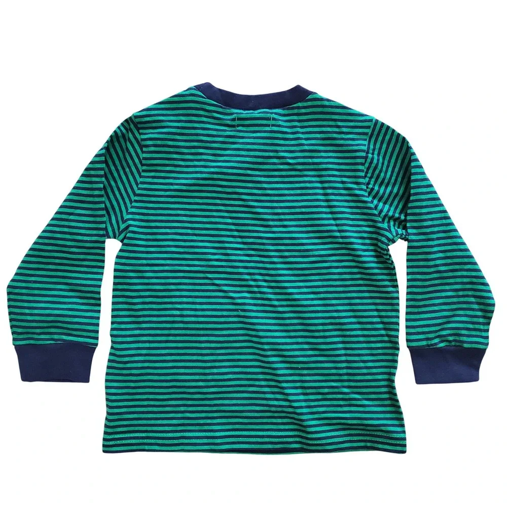 Ralph Lauren Toddler Boys Green Navy Striped Long Sleeve T-Shirt 18M NWT